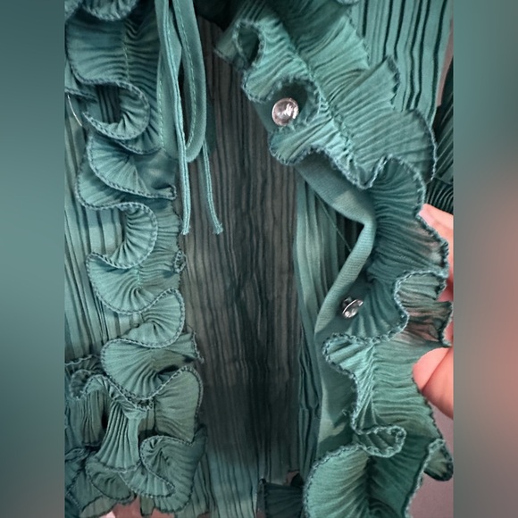 Green Ruffled Blouse - Picture 3 of 5